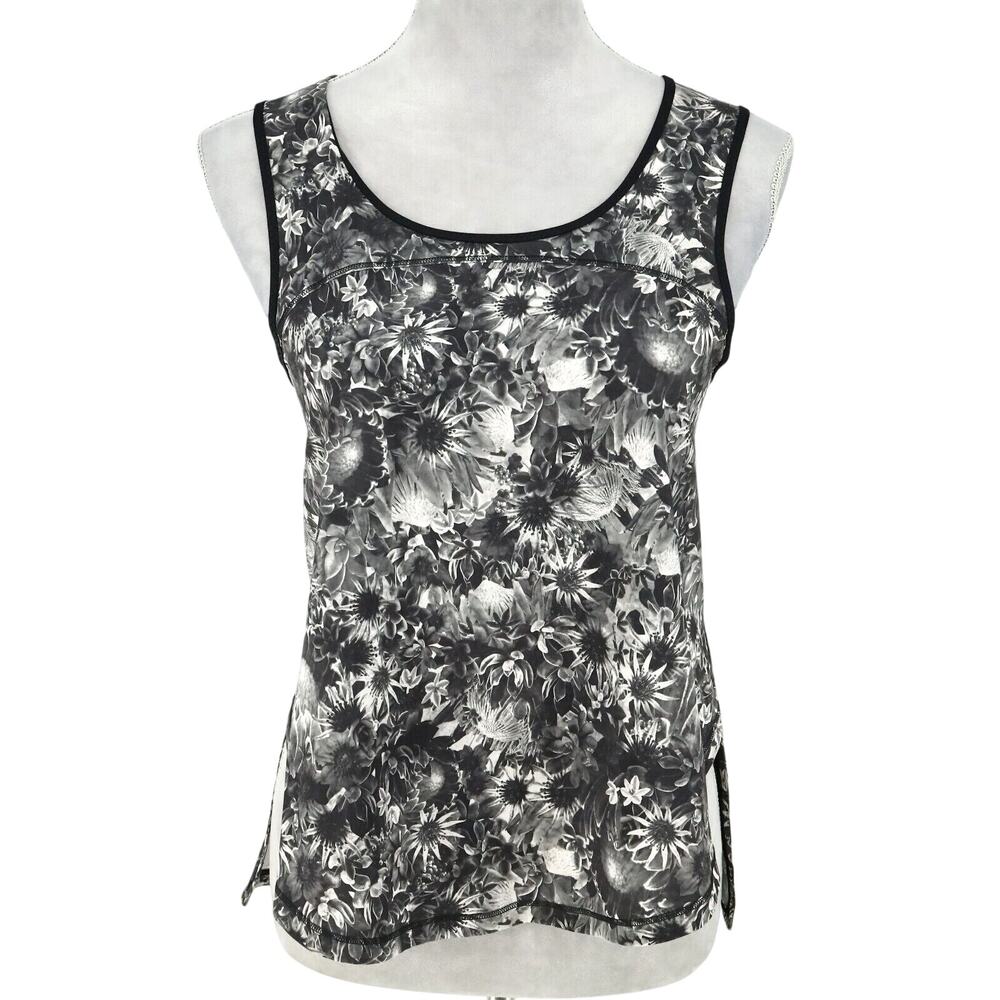 Lululemon Tank Top Womens XS Gray Black Print Sculpt II Mesh Yoga Exercise